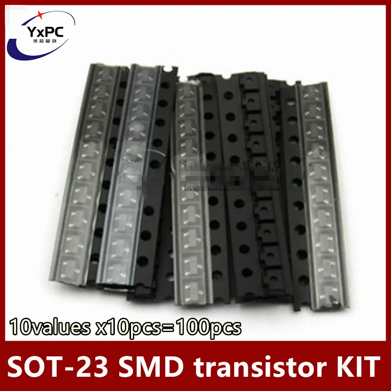 

10values x10pcs=100pcs SOT-23 SMD transistor KIT S9013 S9014 S9015 S9018 MMBT3904 MMBT3906 SS8050 SS8550 2N5551 2SC1815
