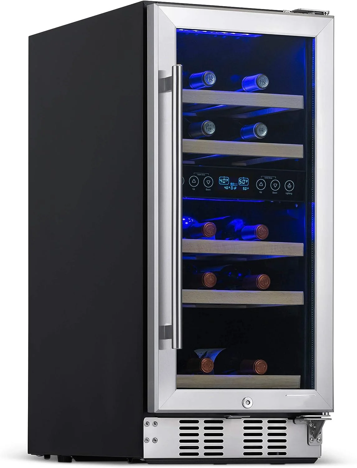 

Wine Cooler Refrigerator | 29 Bottle Capacity | Fridge Built-in Or Free Standing | Dual Zone Wine Fridge With Removable Beech Wo