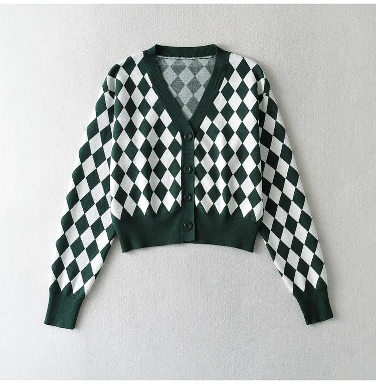 Rose Same Sle Американский винтажный свободный вязаный кардиган с длинными рукавами и