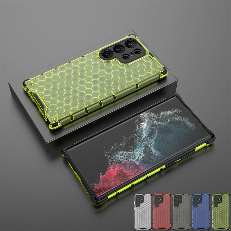 

Honeycomb Shockproof For Samsung Galaxy S23 Ultra Case Armor Capa For Samsung S23 Ultra Cover Clear TPU Protector S23 Ultra Case