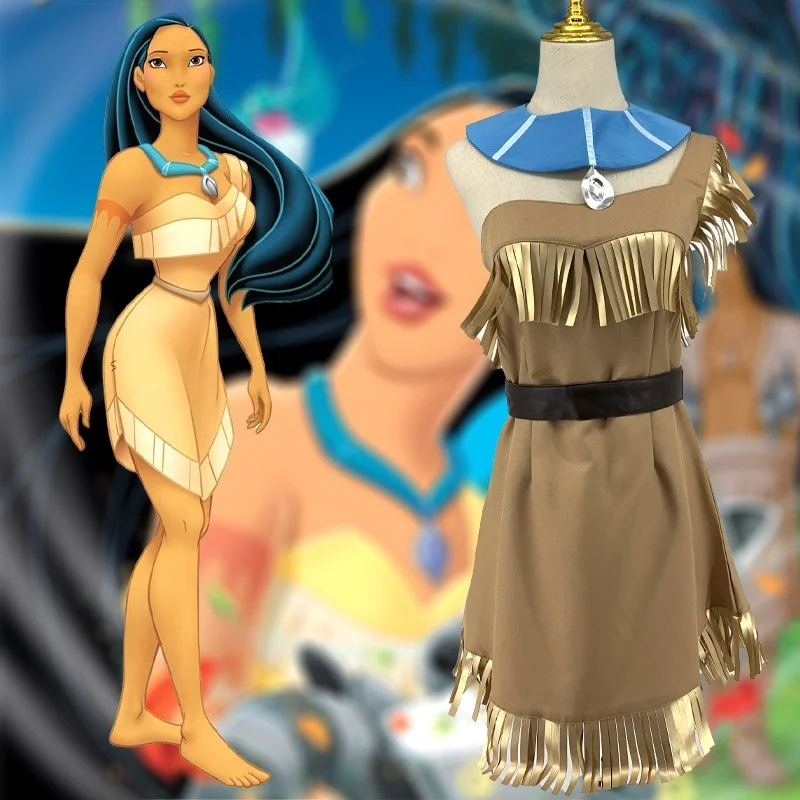 Disney Pocahontas Princess Anime Cosplay Costume adulto stile indiano Costume Set New Girl Halloween Carnival Cosplay Dress Up Set