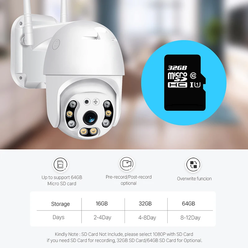 

Wifi Wireless Ip Camera P2P Rtsp 4X Digitale Zoom Infrared Cameras Outdoor Ai Human Detection Audio 1080P Security Cctv Camera