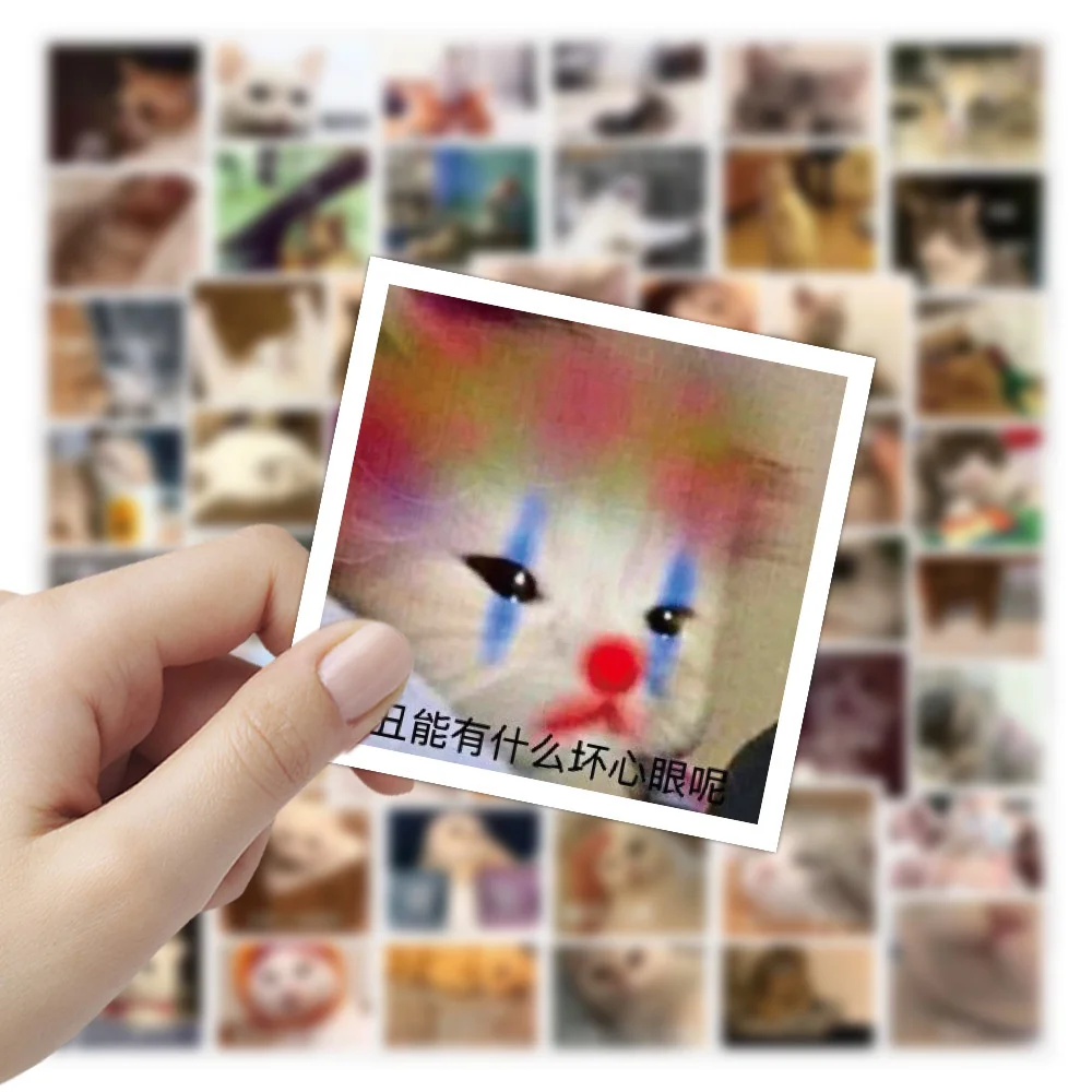 10/30/50PCS Cute Cat Expression Bag Personalized Graffiti Waterproof Sticker Creative Fashion Refrigerator Guitar TrendWholesale - купить по
