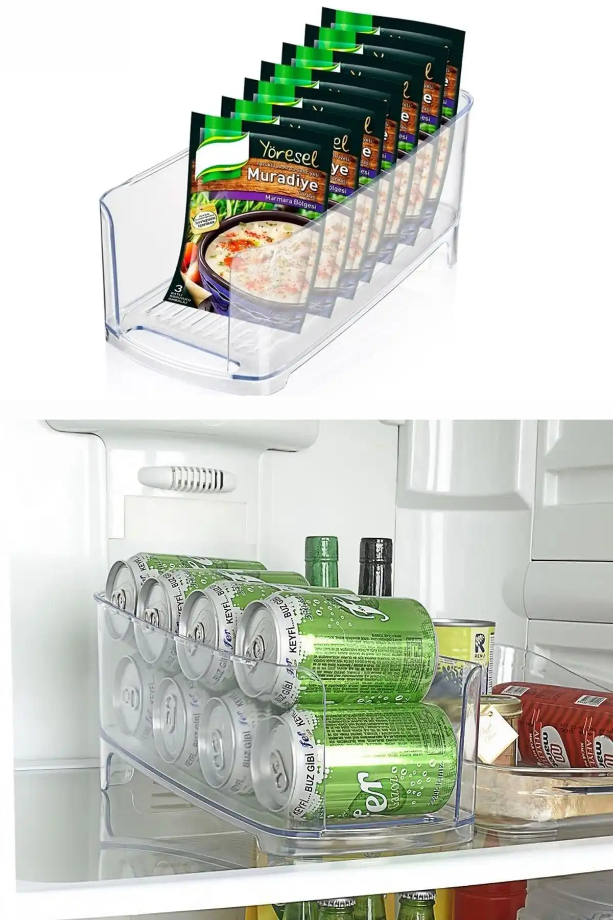 

Kitchen Storage Box Accessories Transparent Drink Bottle Fridge Organizer Case Clear Container High Quality 4 Holes Plastic Cans