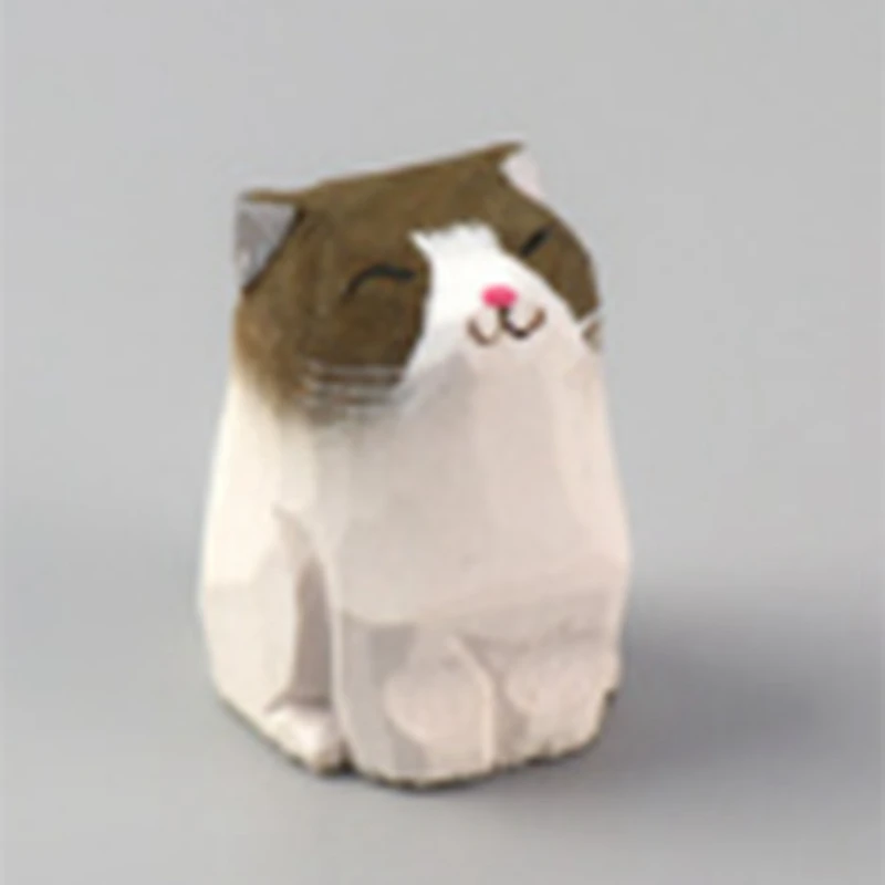 Украшения из статуи животного кота украшения для резьбы по дереву фигурки кошек