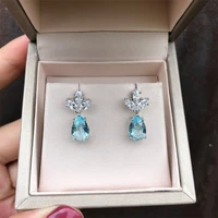 punki new fashion light blue water drop dangle earrings for women trendy leaf aesthetic wedding accessories girls party jewelry