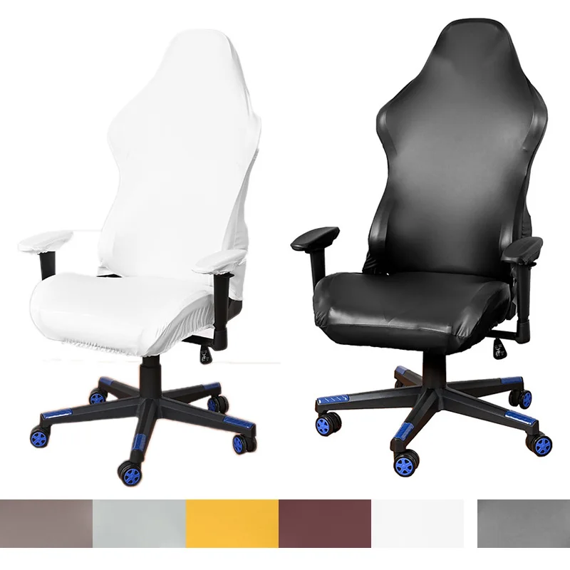 

PU Leather Game Chair Cover Solid Office Armchair Cover Elastic Armchair Slipcovers for Computer Chairs Slipcovers Home Decor