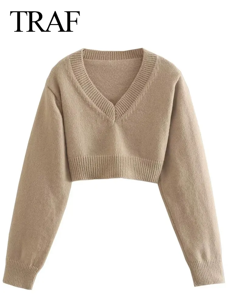 

Женский свитер с V-образным вырезом, с длинным рукавом