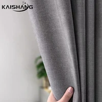 K-Water Shower Curtain Elegant Thicken Grey Imitation Linen Polyester Waterproof For Bathroom with Hooks Japanese 220cm  W H 