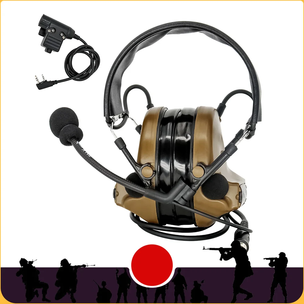 Hearangel Tactical Headset COMTAC II Sound Pickup Noise Reduction for Airsoft Activities Shooting Headset &Kenwood 2 Pin U94 PTT