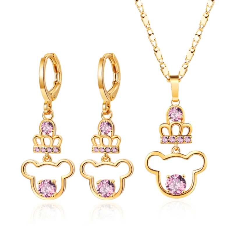 

Jewellry 18k Gold Fine Matching Necklaces Earring Pendant Jewelry For Women Trendy Little Bear Accessories