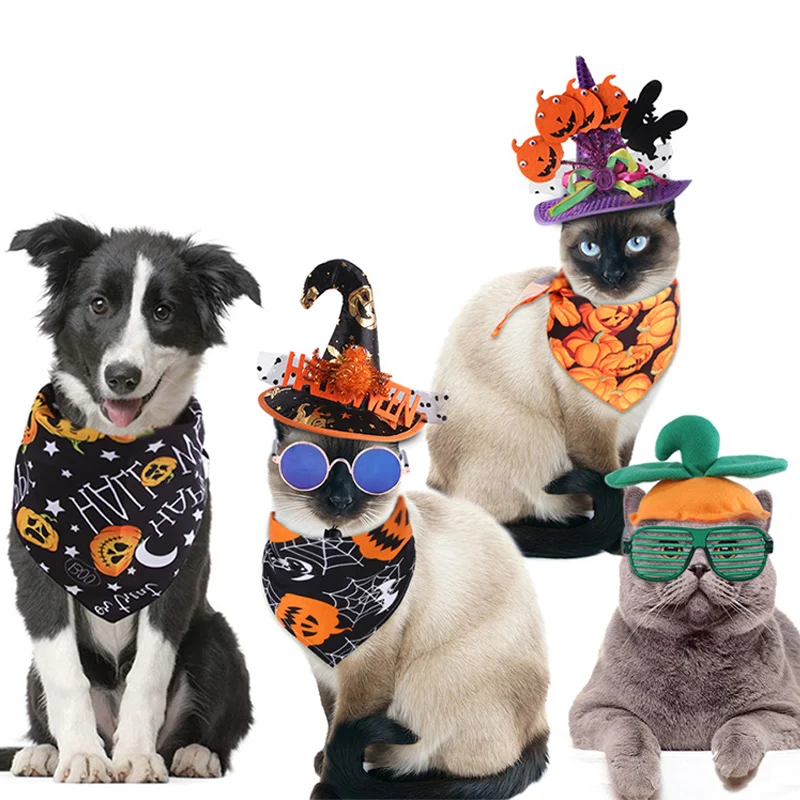 

Украшения на Хэллоуин, головной убор для домашних животных, собаки, кошки, забавный женский шарф, солнцезащитные очки, головной убор для дом...