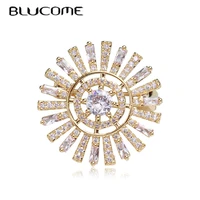 blucome gold color sunflower shape brooch fashion all match suit corsage collar pin women cloth suit jewelry