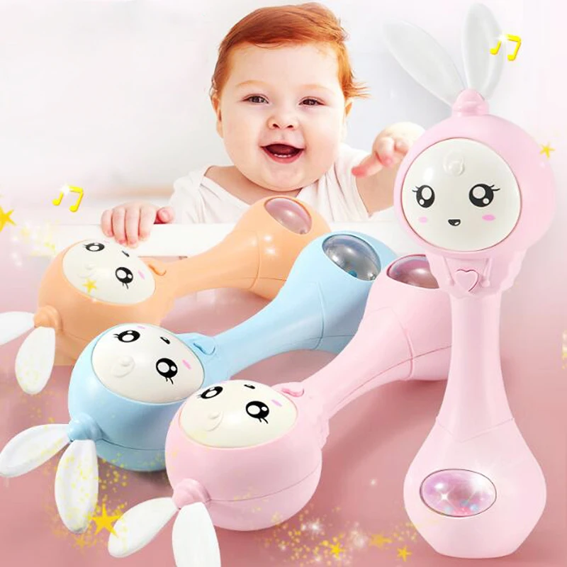 

1pc Baby Rattles Hand Bells Sand Hammers Newborns Educational Toys Soft Ears Teether for Baby Kids Light-up Musical for Children