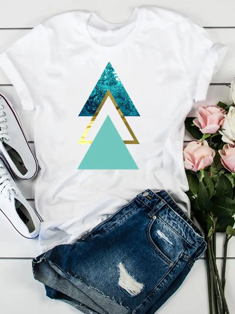

Abstract Geometric Printing Short Sleeve Fashion Clothes Women Clothing Print Graphic Tee Summer T Female Casual T-shirts