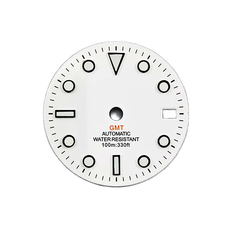 28 5 мм без логотипа GMT циферблат для часов сине-зеленый светящиеся детали подходят