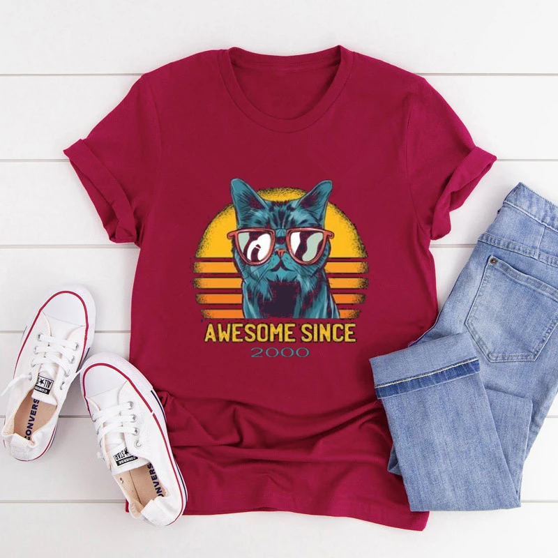 Потрясающая рубашка с 2000 года подарок на 19-й день рождения футболка кошкой для