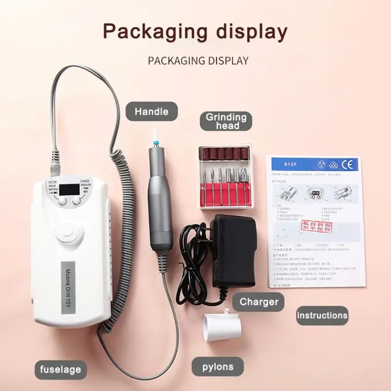

NEW2023 30000RPM Nail Drill Machine Rechargeable Manicure Pedicure Polisher Nail Files Nail Remover Polishing Nail Tools