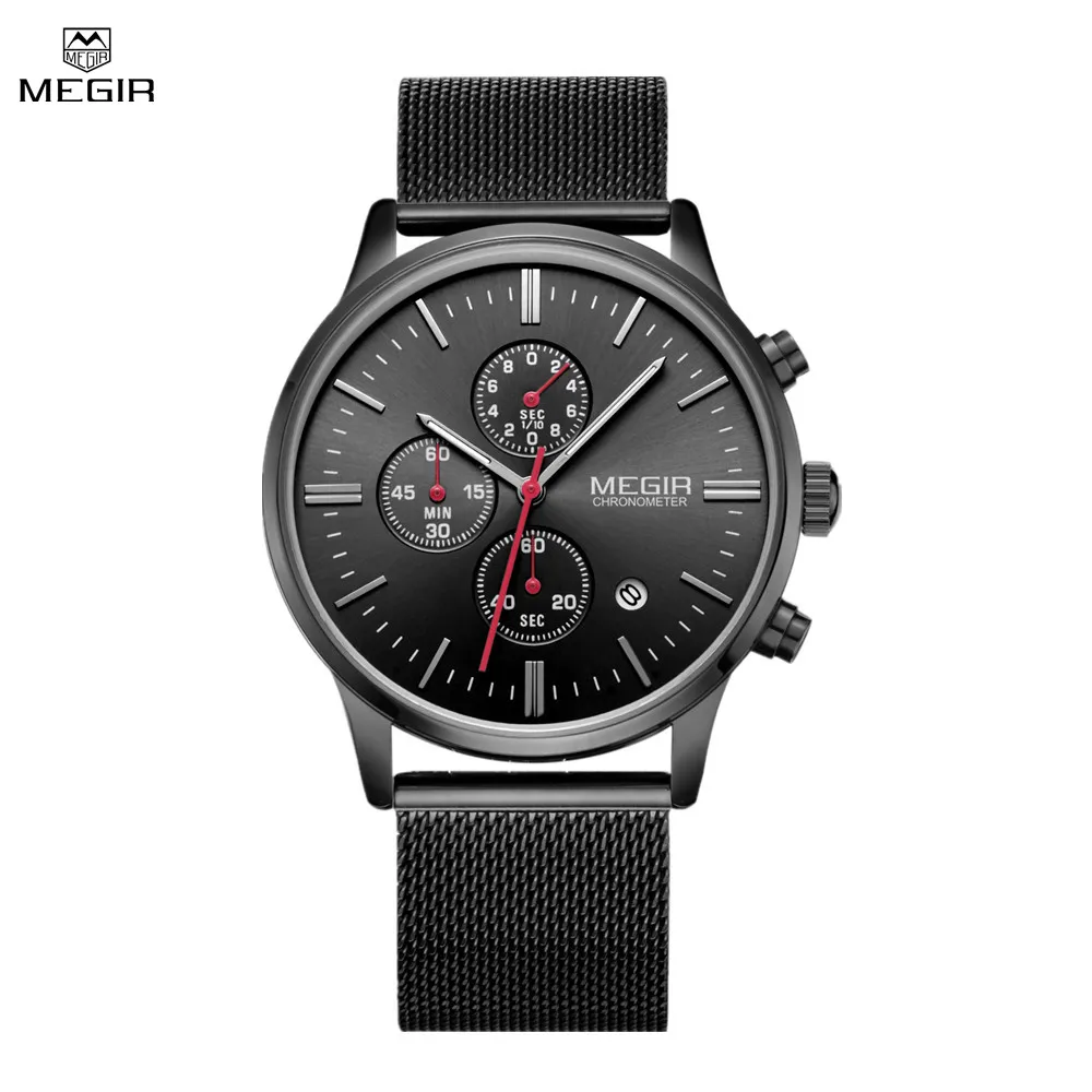 

MEGIR Мужские кварцевые часы Топ бренд Роскошные наручные водонепроницаемые Бизнес часы Дата наручные часы хронограф reloj hombre 2011