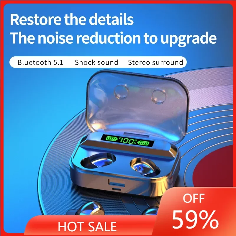 

Charging Box Wireless Headphone Bluetooth 5.1 Earphones 9D Stereo Sports Waterproof Earbuds Headsets With Microphone