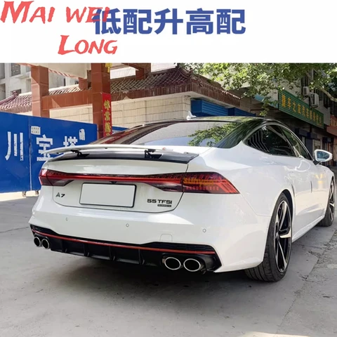 Автомобильный диффузор заднего бампера для Audi A7 Sline 4-дверный 2019 2020 автомобильный диффузор заднего бампера спойлер с насадками на выхлопную систему PP Non S7