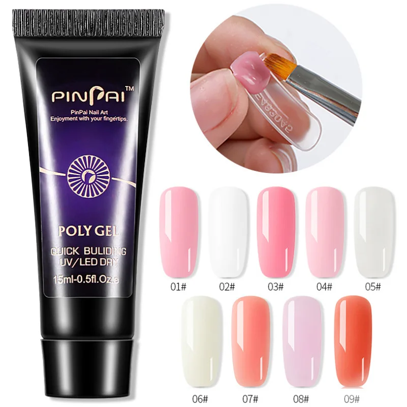 

15ml Clear White Nail Poly Acryl Gel UV LED Builder Acrylic Gel for Quick Extension Nail Art Tip Poly Crystal Gel Free Nail File