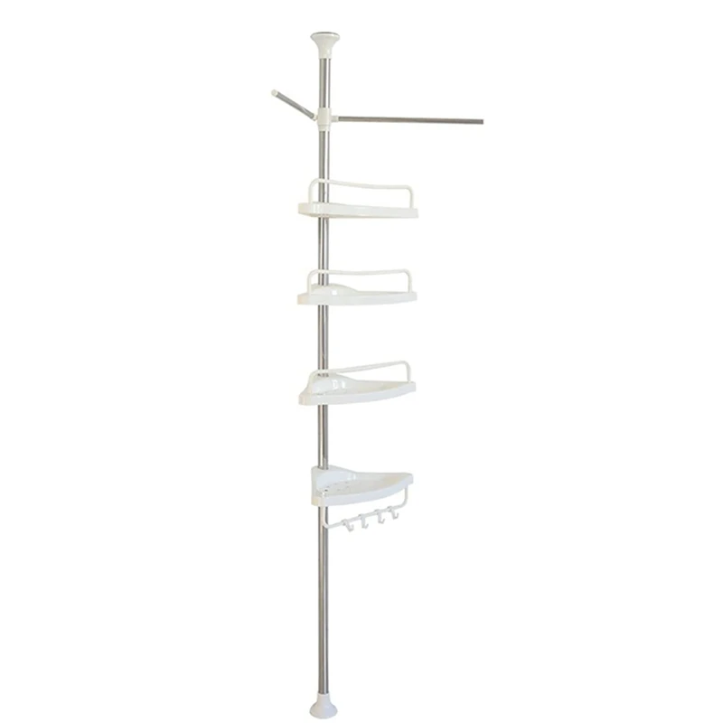 Shelf Corner Bathroom Organizer Baskets Plastic Baskets Shower Corner Stand Floor To Ceiling Tension Pole Shower