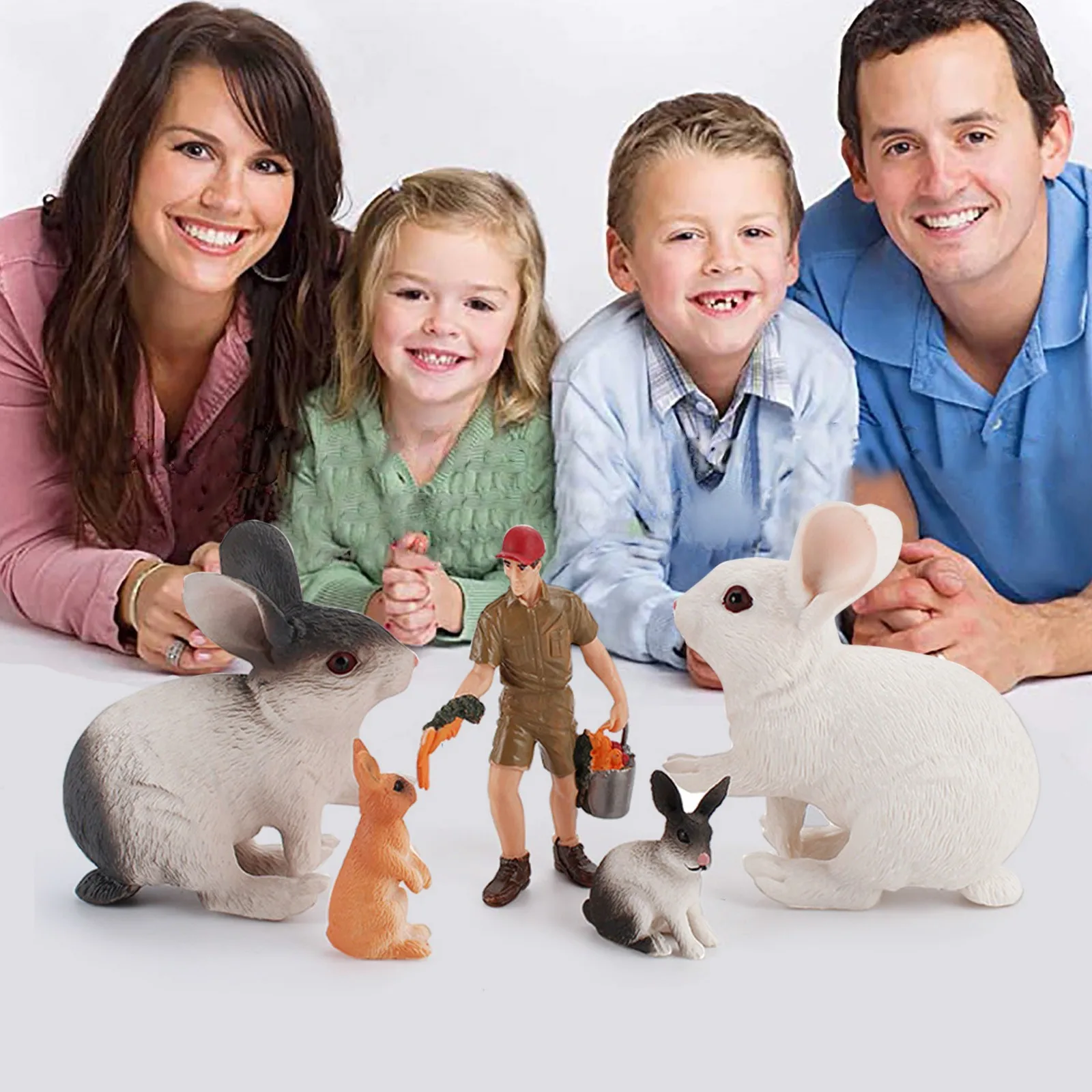 

Decoration Set Rabbit Animal Farm Model Figurine Figurine Collection Pet Education Stem for Girls Age 5