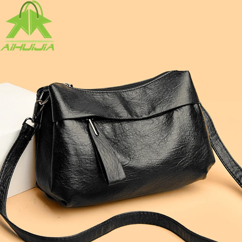 

High Quality Soft Pu Leather Luxury Purses and Handbags Women Bags New Vintage Solid Color Shoulder Crossbody Bags for Women Sac