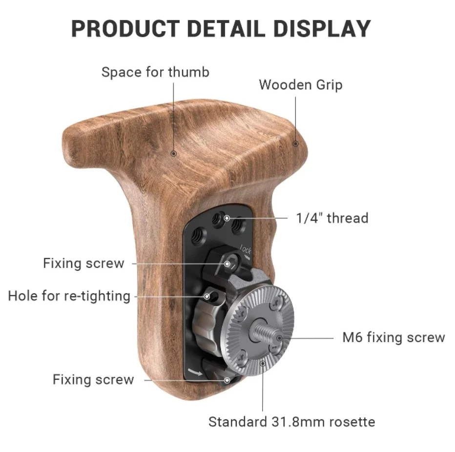 Оснастка SmallRig для цифровой зеркальной камеры левая сторона деревянная ручка
