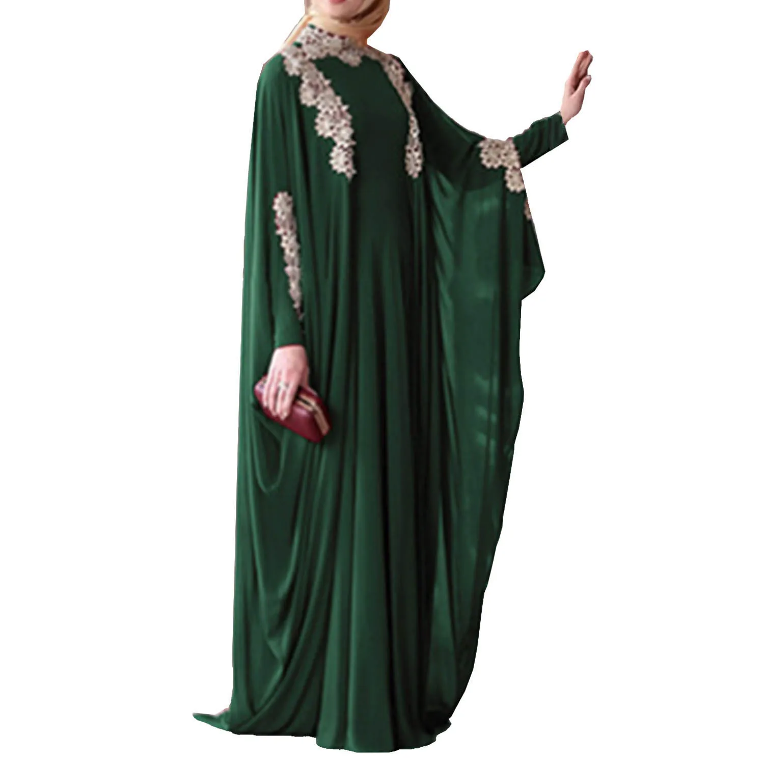 Элегантное зеленое мусульманское вечернее платье, женское платье в мусульманском стиле, женское платье в цветочек, женское платье в марокк...