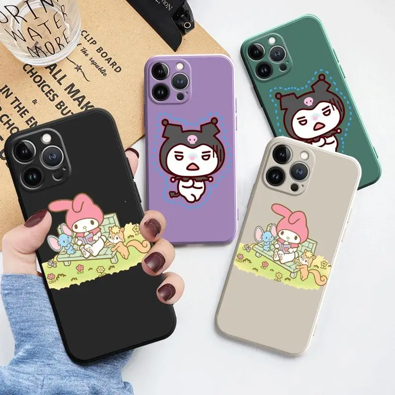 

Cover Sanrio Hello Kitty Sticker Kuromi Kavaii For iPhone 12 14 Pro Max 11 13 8 XR 6 Mini X 6S 7 Plus XS 5 12mini 13mini Back