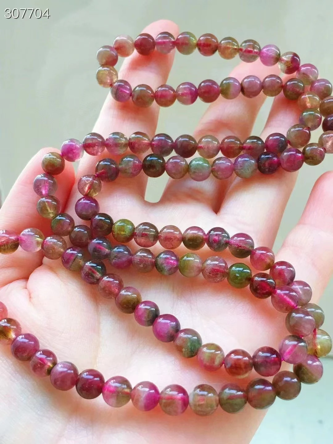 

Natural Colorful Tourmaline Clear Round Beads 3 Laps Bracelet 6mm Watermelon Tourmaline Jewelry Brazil Women Men AAAAAAA