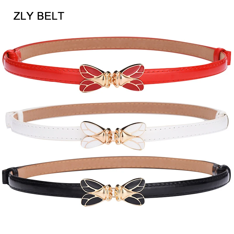 ZLY 2022 New Fashion Belt Women Luxury PU Leather Material Butterfly Metal Buckle Elegant Slender Type Colorful Versatile Belt