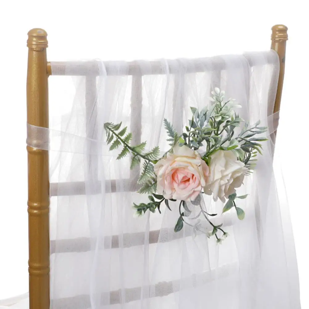

Artificial Chair Back Flower Simulation Fake Decorative Flower Wedding Chair Decoration Outdoor Wedding Landscaping Layout Prop