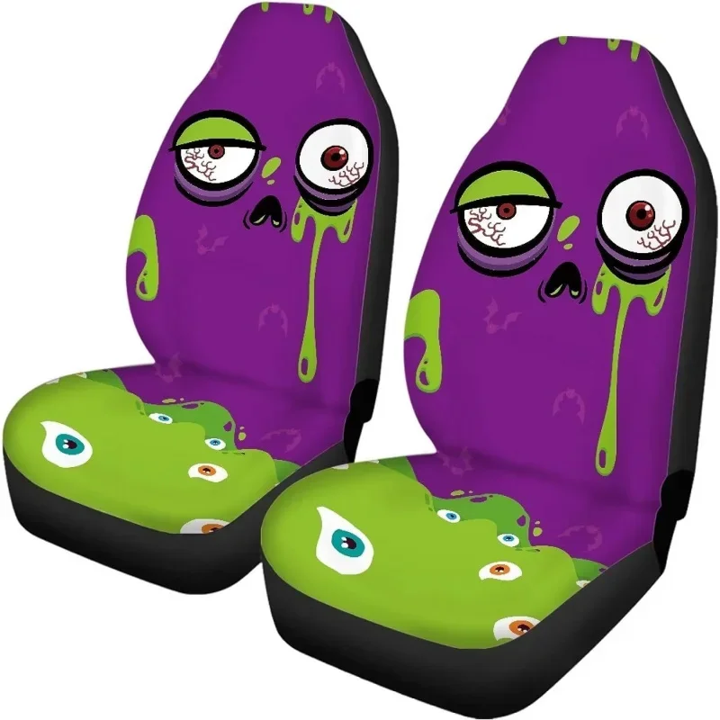 

Halloween Monster Eye Ghost Cover Personalized Print Universal Fit For SUV Truck Comfortable Breathable Car Seat 2PC