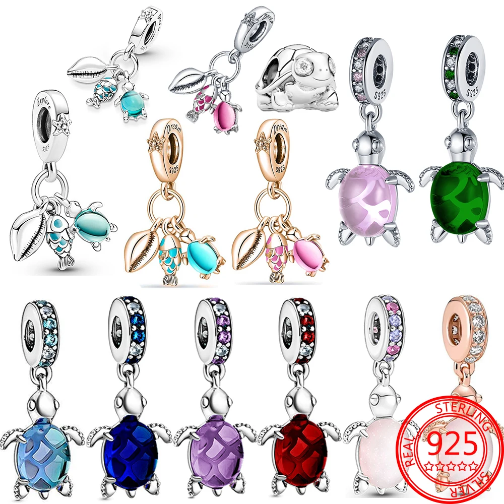 

2022 Summer New Collection 925 Sterling Silver Blue Turtle Octopus Charm Charms fit Pandora Bracelet DIY Jewelry Makings