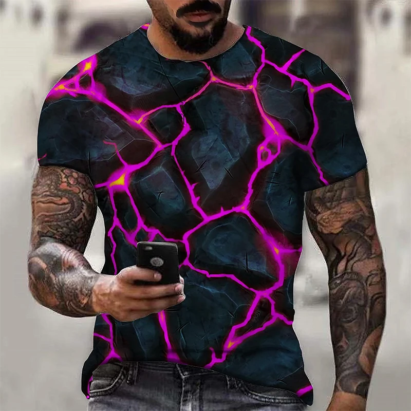 

2023 New Summer Fashion Stone Crack Tshirt 3D Printed Men Women unisex Casual Oversized Tops Tees Short Sleeve Loose Clothing