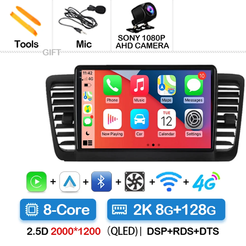

Автомобильный радиоприемник Android 15 для Subaru Outback 3-Legacy 4 2003–2008 2009, DVD, авторадио, RDS Qualcomm Snapdragon 360, камера Carplay DSP