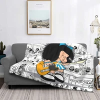 kawaii cartoon anime plaid mafalda blankets warm flannel quino throw blanket for sofa office bedspreads