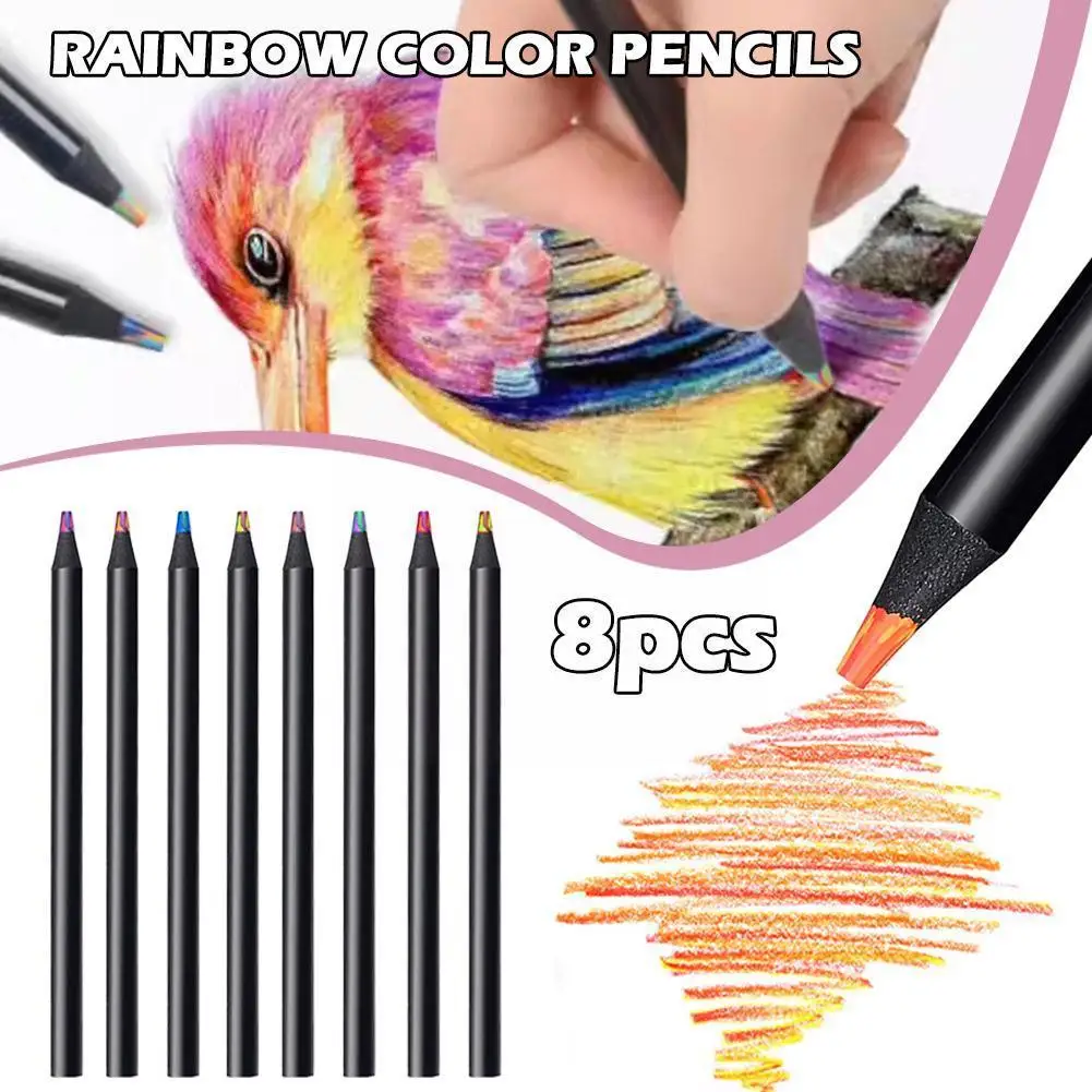 

new Rainbow Coloured Pencils Multi Colored Pencil For Painting Colouring Drawing Text Children Gifts Birthday Gifts J1T5