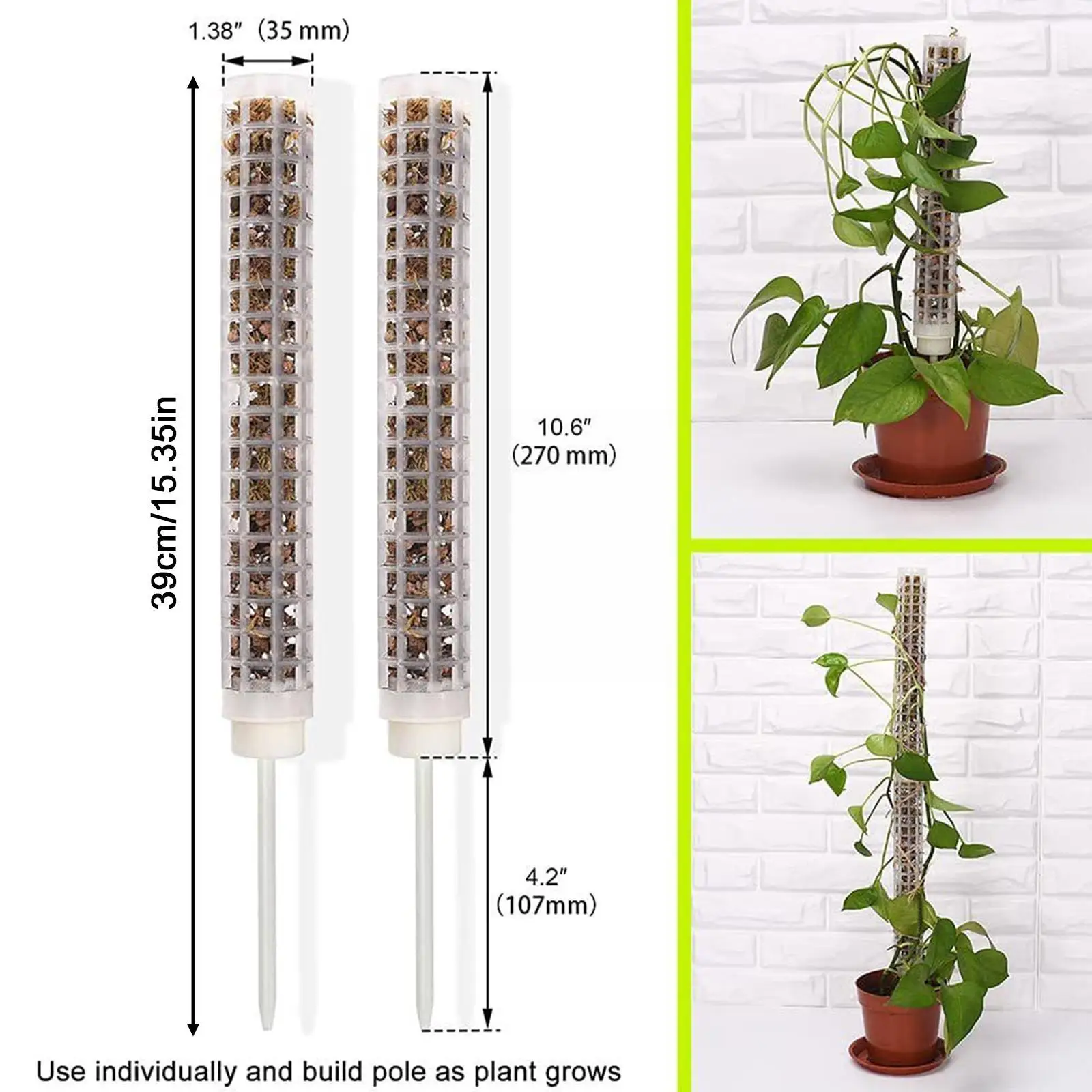 

39CM Plant Climbing Frame Stackable Plant Moss Stick Climbing Pole Hollowed Stick Design Plants Plastic Moss Supporting Pot