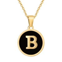 women initial letter necklace gold stainless steel black shell 26 letters pendants name necklaces girls women jewelry gift