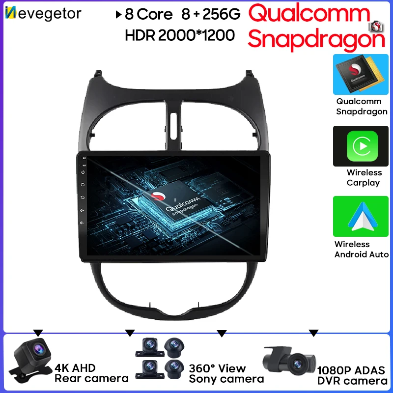 

Car Radio Multimedia Player Android 13 For Peugeot 206 1998 - 2012 DSP GPS Navigation Auto Bluetooth No 2din DVD Carplay RDS