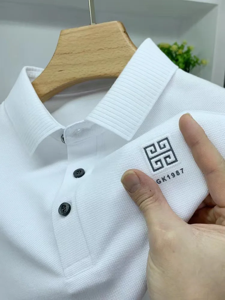 

Dyxue High End Casual Polo Shirt 2023 Business Edition 100% Cotton Polo Collar Solid Color Embroidery Men's Short Sleeve M-4xl