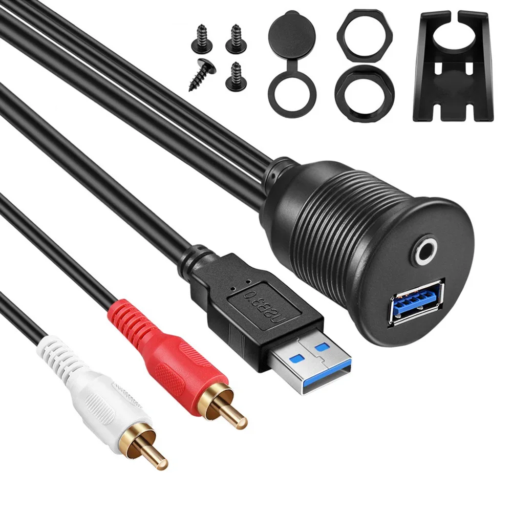

Car line steamer motorcycle car audio connection cable USB3.0 /Aux RCA cable 1M 2M