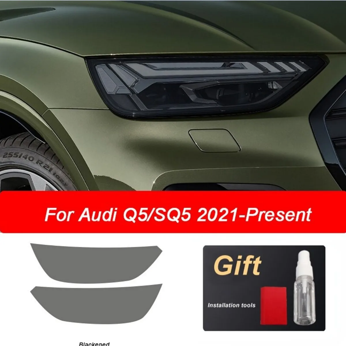 

2 шт. Защитная пленка для автомобильной фары для Audi Q5 SQ5 Facelift 2021 Передняя зеркальная прозрачная Дымчатая черная наклейка из ТПУ аксессуары