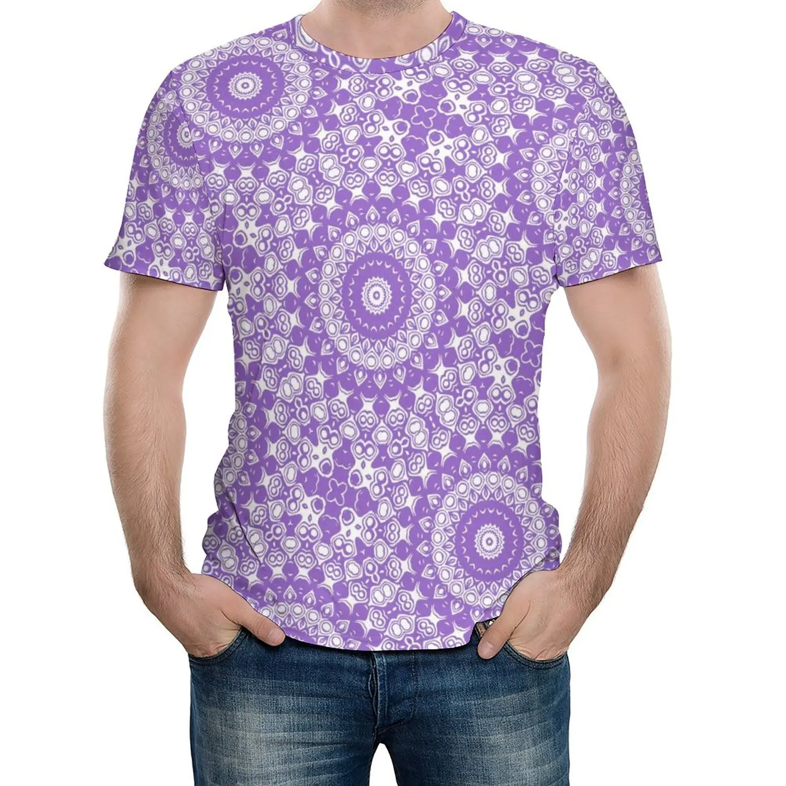 

Retro Lavender T-Shirt Purple and White Basic T-Shirts Crewneck Hip Hop Tshirt Summer Couple Design Tees Big Size
