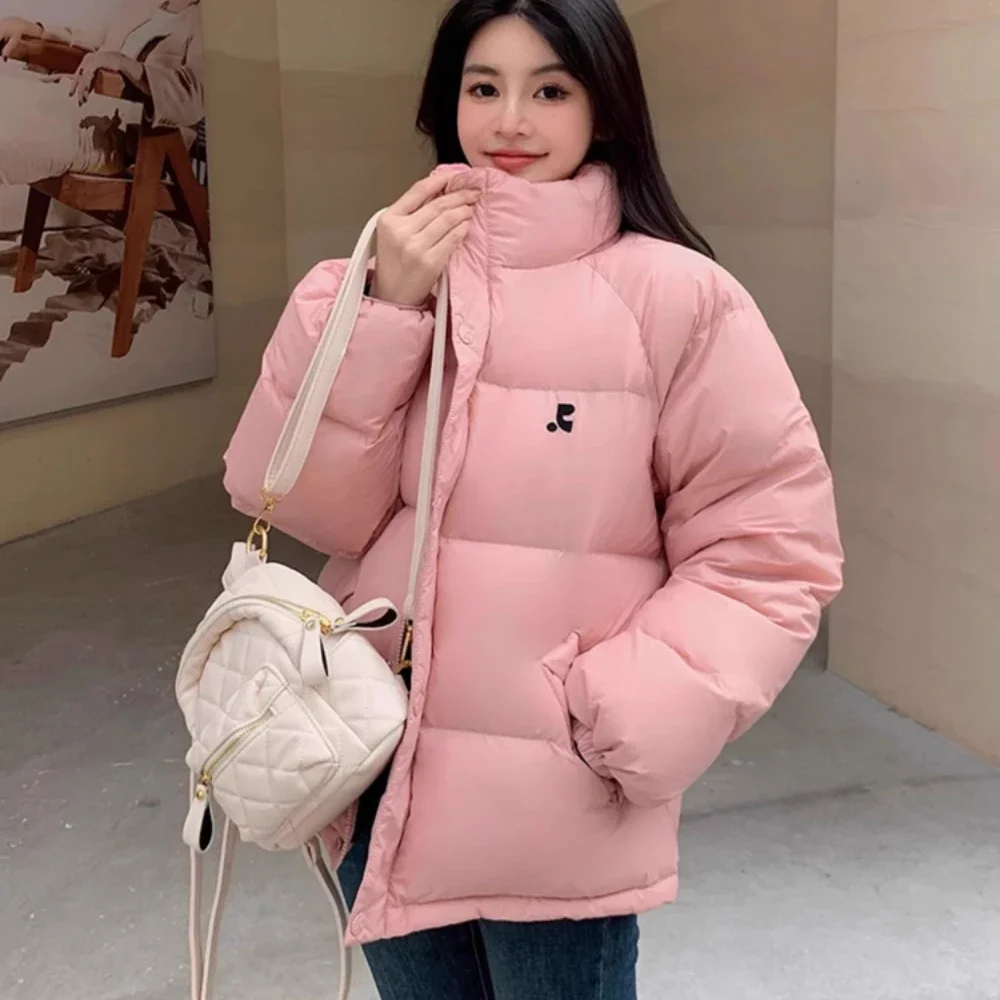Женский короткий пуховик зимняя Корейская короткая куртка с воротником-стойкой