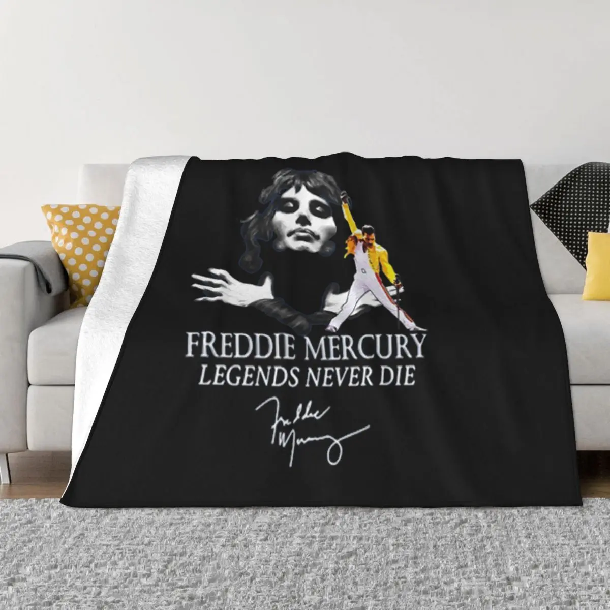 

Freddie Mercury Legends Never Die Bed Fuzzy Winter Cover on Bed Soft and Fluffy Blanket Bed Washable Anti-pilling Non-stick
